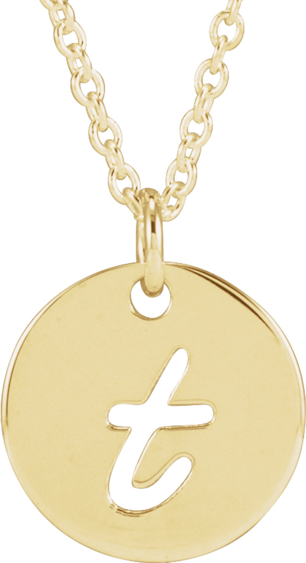 14K Yellow Script Initial T 16-18" Necklace