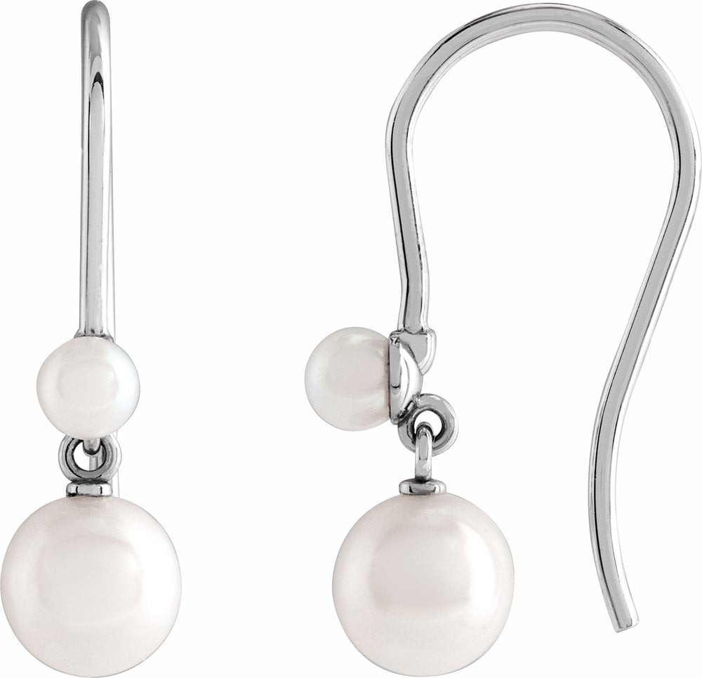 14K White Cultured White Freshwater Pearl Earrings