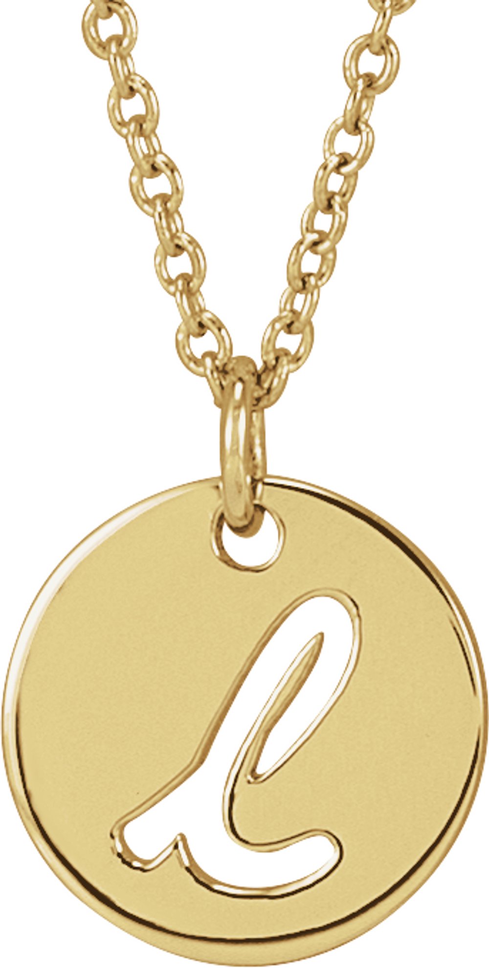 14K Yellow Script Initial L 16-18" Necklace