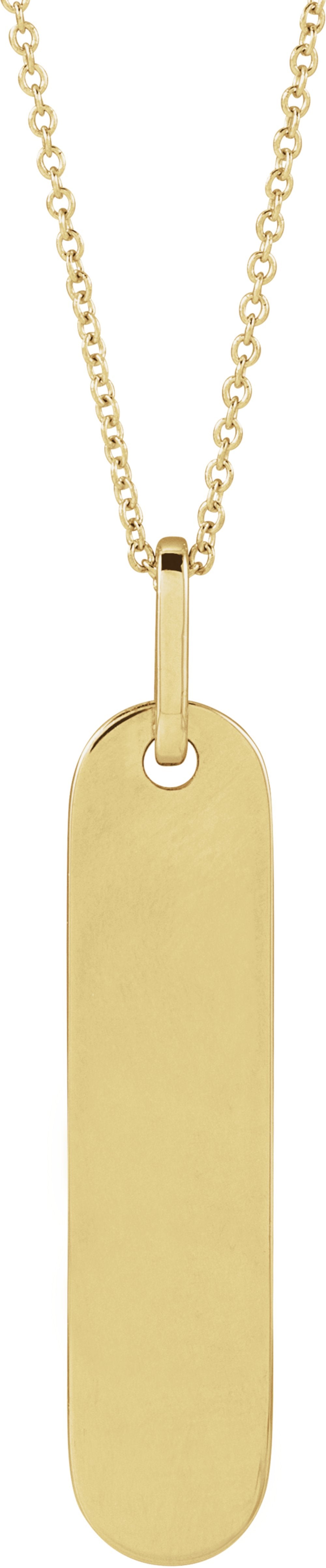 14K Yellow Gold Engravable Bar 16-18" Necklace