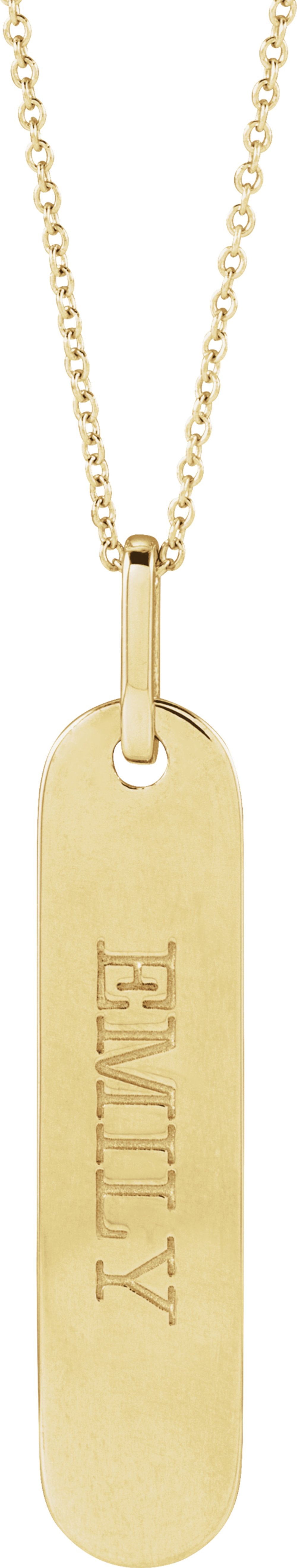 14K Yellow Gold Engravable Bar 16-18" Necklace