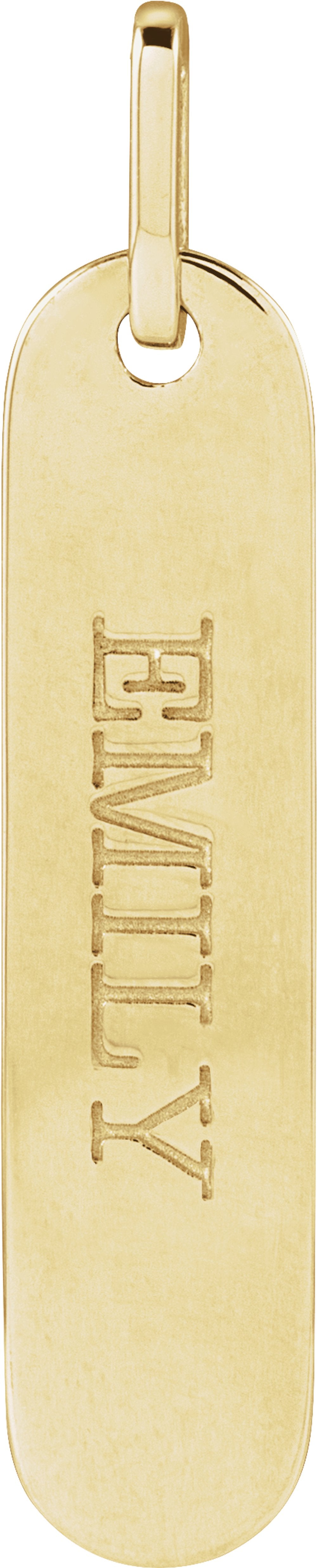 14K Yellow Engravable Bar Pendant