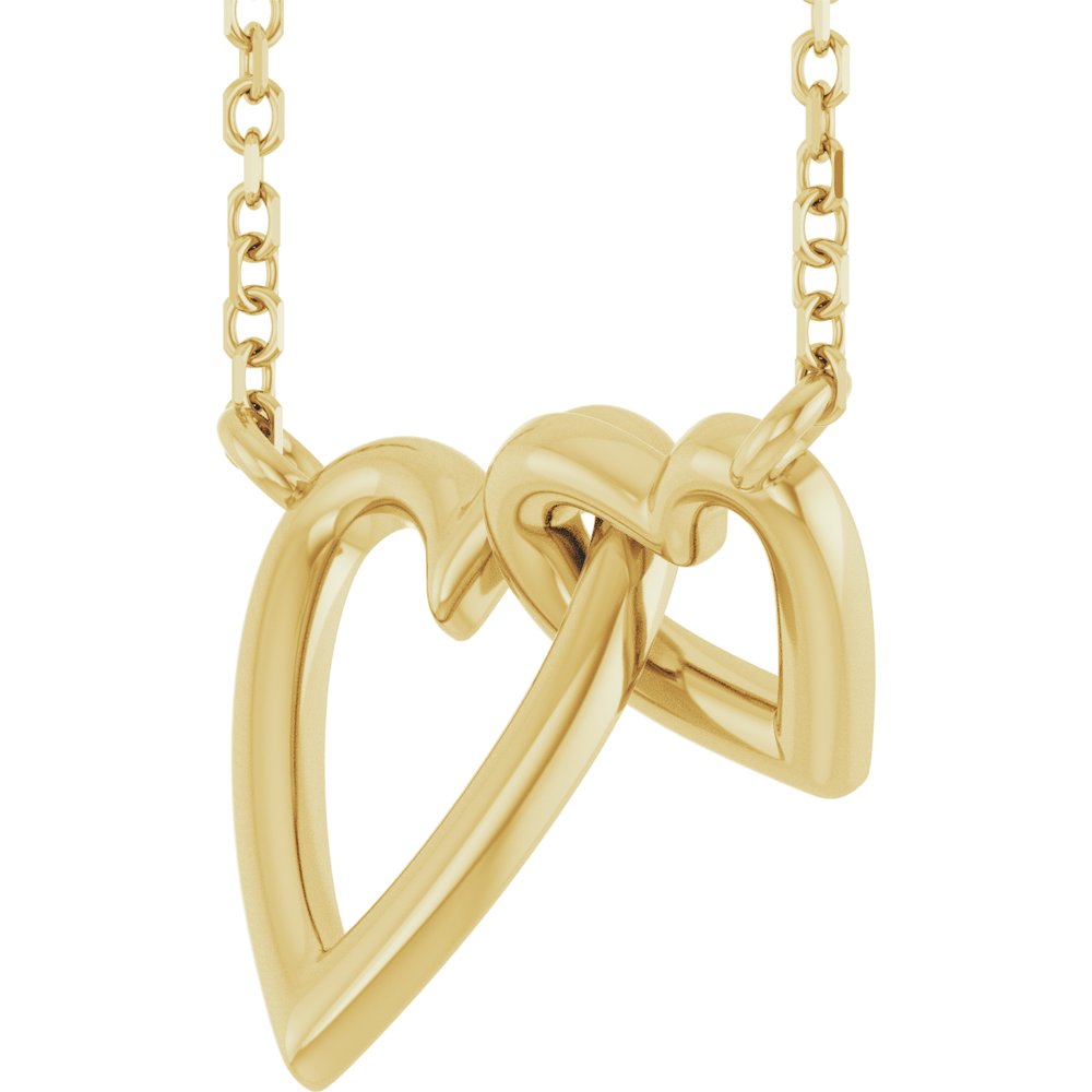 14K Yellow Gold Interlocking Hearts 18" Necklace