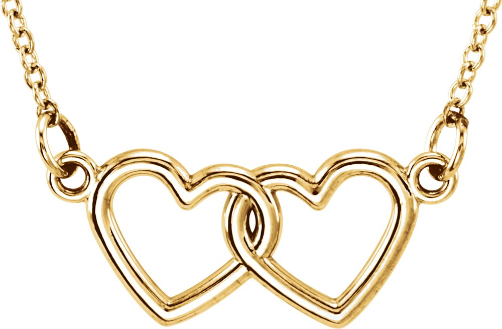 14K Yellow Gold Tiny Posh® Double Heart 16-18" Necklace