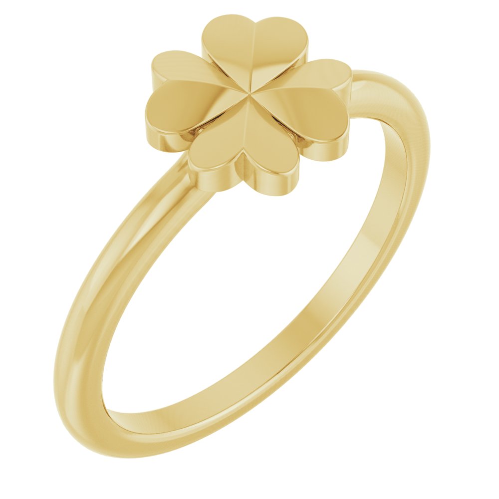 14K Yellow Four-Leaf Clover Stackable Ring