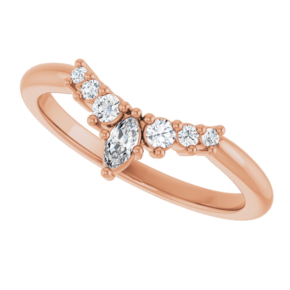14K Rose Gold 1/6 CTW Lab-Grown Diamond Contour Band