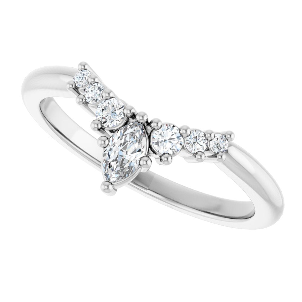 14K White Gold 1/4 CTW Natural Diamond Contour Band