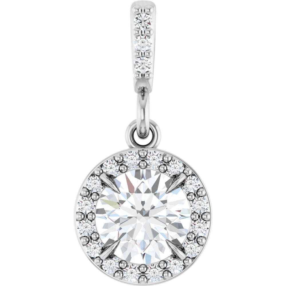 14K White 1/2 CTW Lab-Grown Diamond Halo-Style Pendant