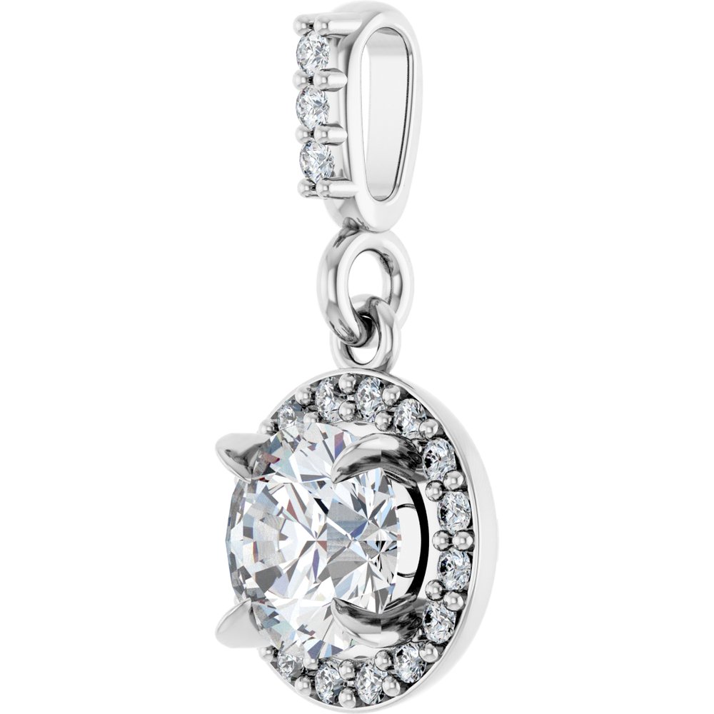 14K White 1/2 CTW Lab-Grown Diamond Halo-Style Pendant