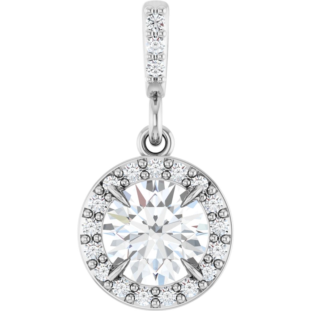 14K White Gold 5/8 CTW Lab-Grown Diamond Halo-Style Pendant