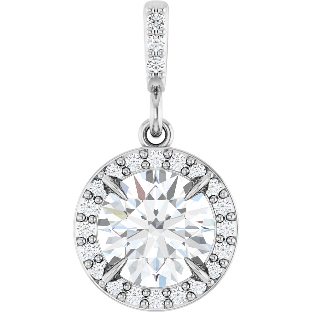 14K White Gold 1 1/8 CTW Lab-Grown Diamond Halo-Style Pendant
