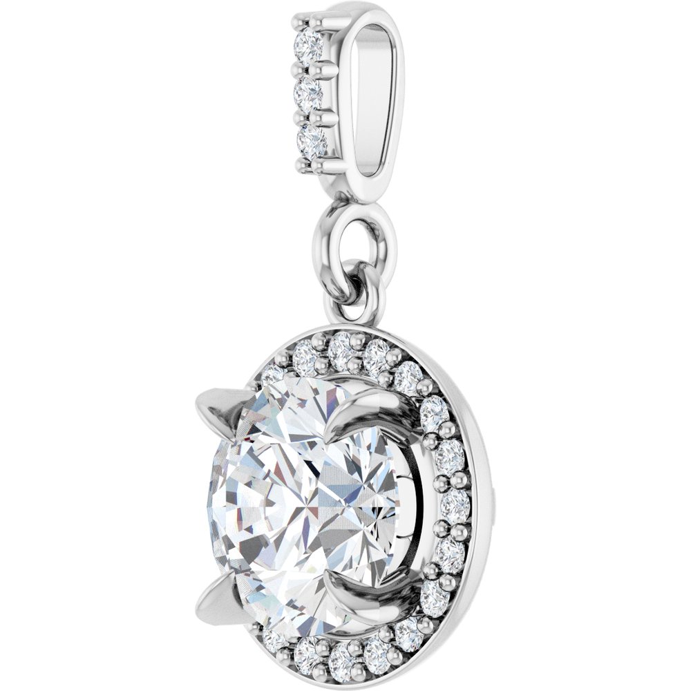 14K White Gold 1 1/8 CTW Lab-Grown Diamond Halo-Style Pendant
