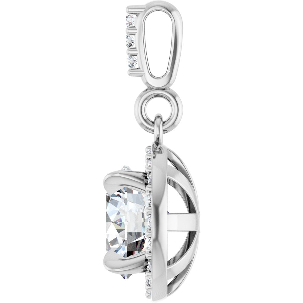 14K White Gold 1 1/8 CTW Lab-Grown Diamond Halo-Style Pendant