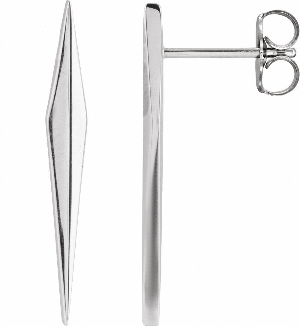 14K White Gold Geometric Earrings