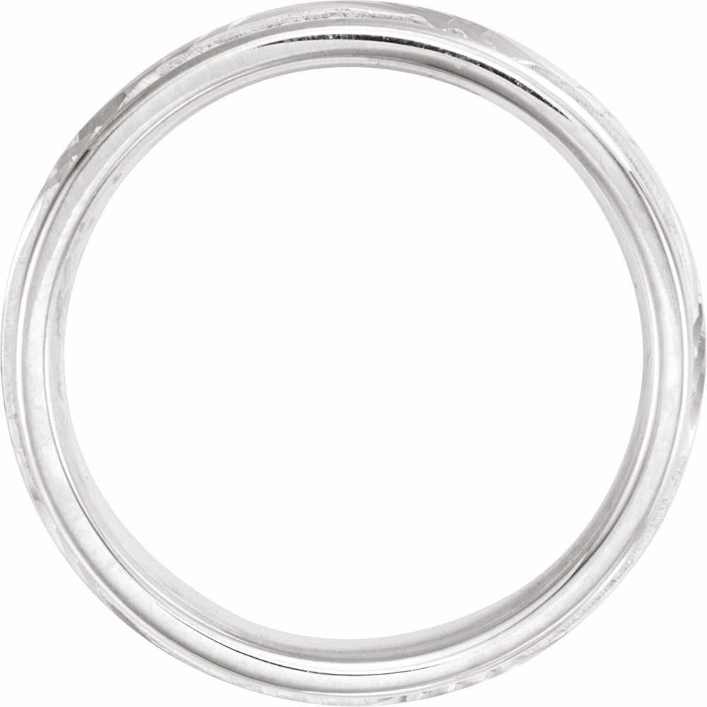 14K White Gold 6 mm Milgrain Grooved Comfort-Fit Band Size 8.5