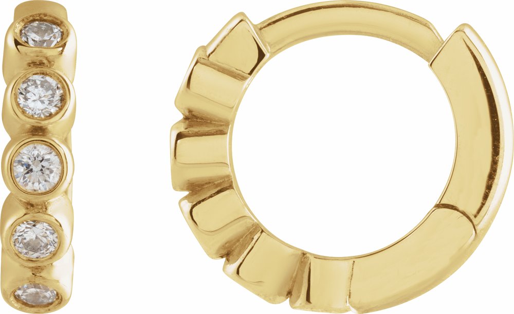 14K Yellow Gold 1/8 CTW Natural Diamond 10.25 mm Hinged Hoop Earrings