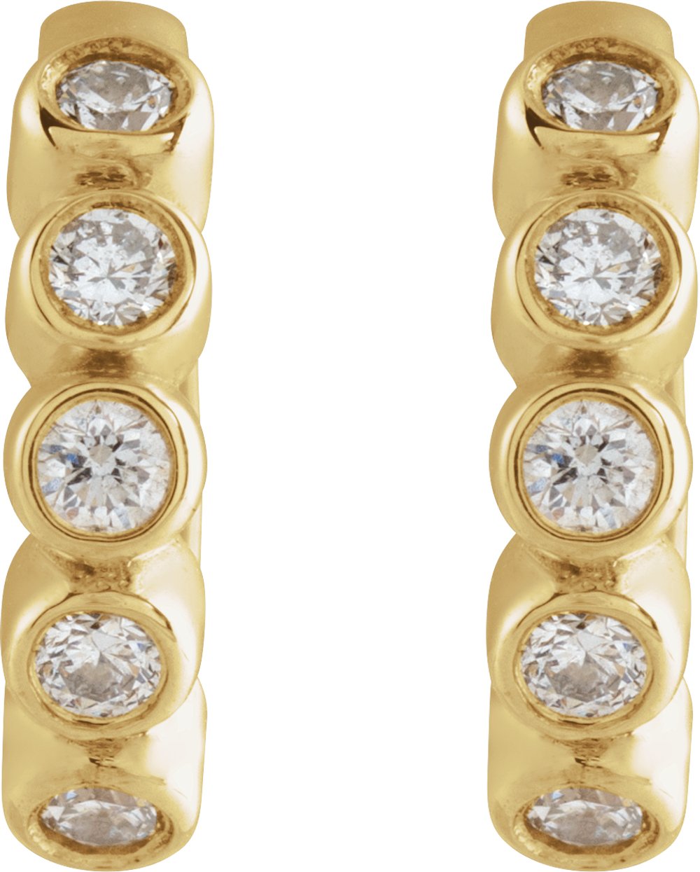 14K Yellow Gold 1/8 CTW Natural Diamond 10.25 mm Hinged Hoop Earrings