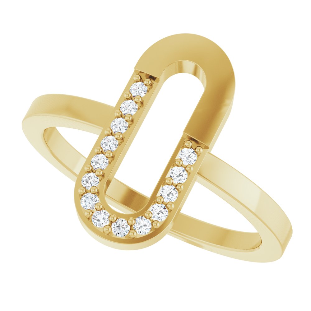 14K Yellow Gold 1/10 CTW Natural Diamond Paperclip-Style Ring