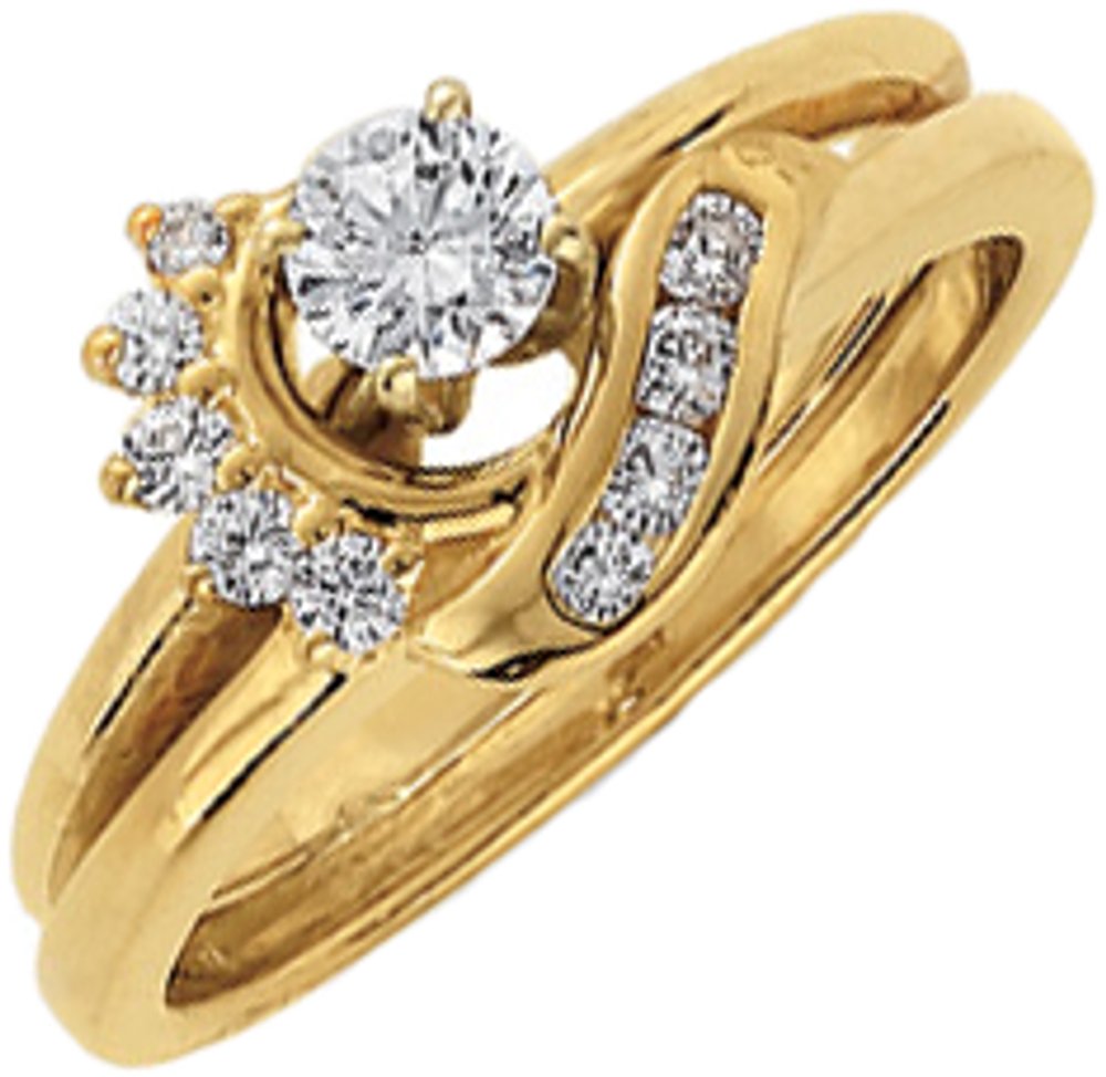 14K Yellow Gold 1/6 CTW Natural Diamond Wrap-Style Ring Enhancer