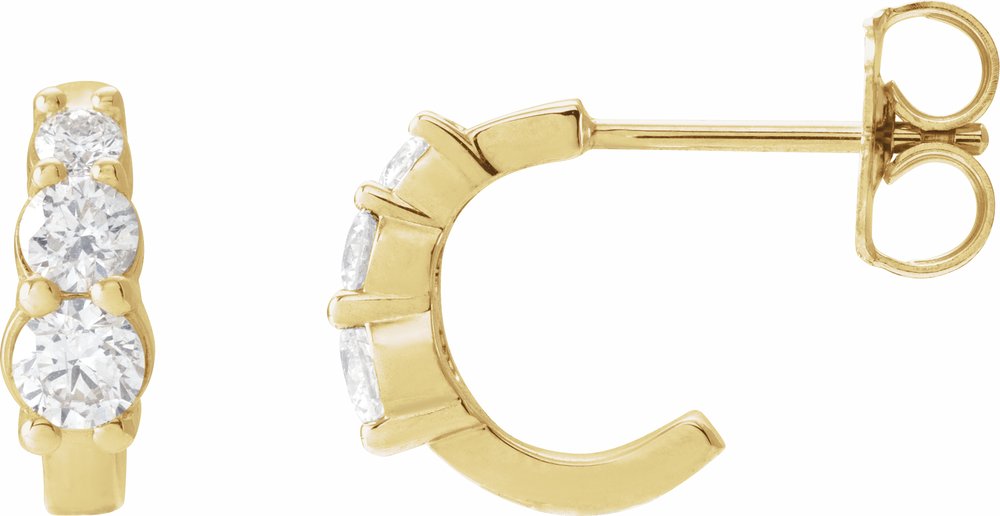 14K Yellow Gold 1/3 CTW Natural Diamond Hoop Earrings