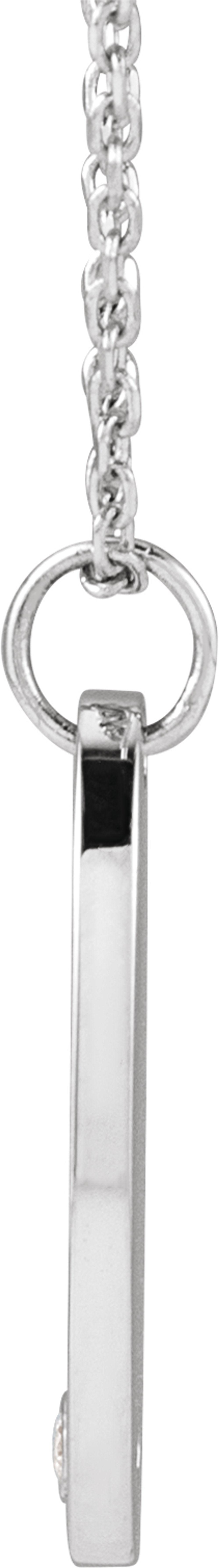 14K White Gold .015 CT Natural Diamond Engravable 16-18" Necklace