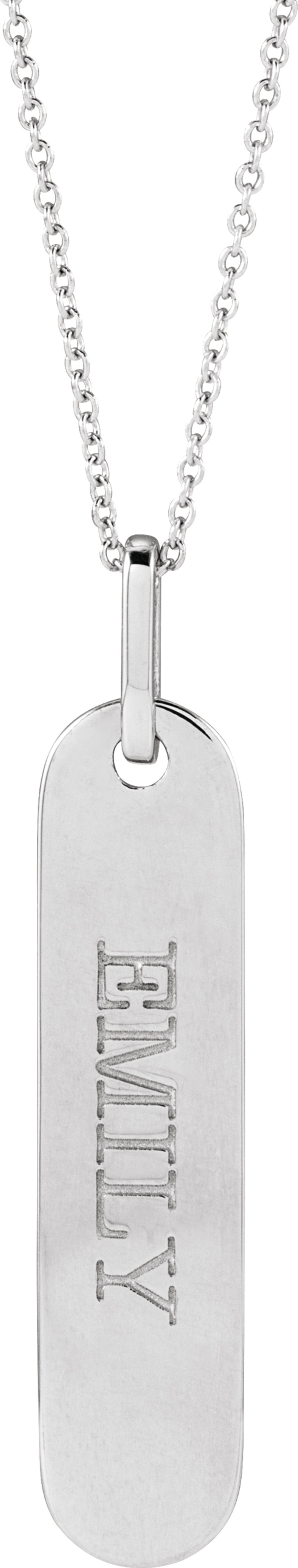 Sterling Silver Engravable Bar 16-18" Necklace
