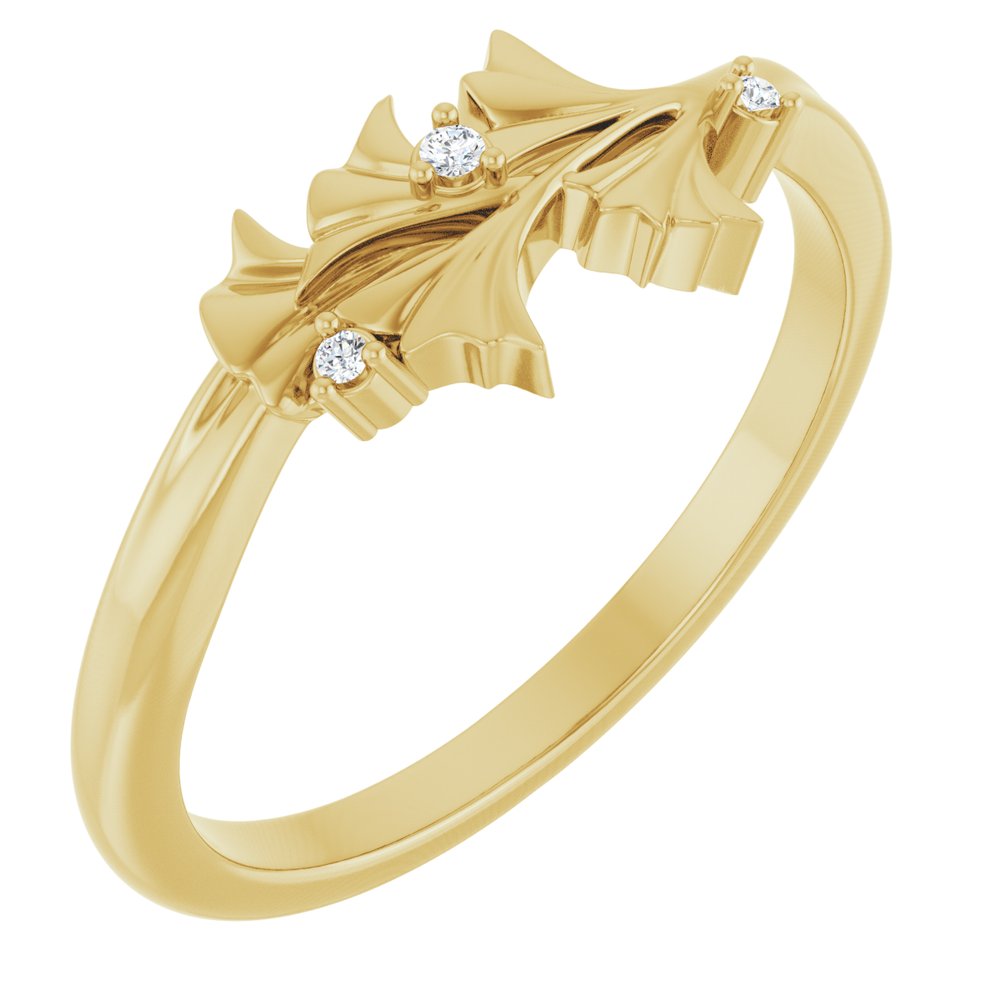 14K Yellow Gold .015 CTW Natural Diamond Floral Ring