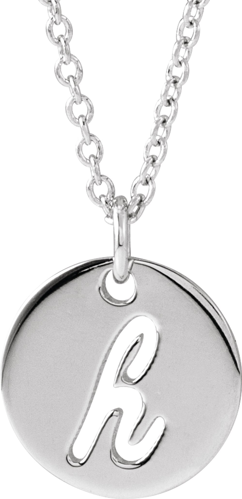 Sterling Silver Script Initial H 16-18" Necklace
