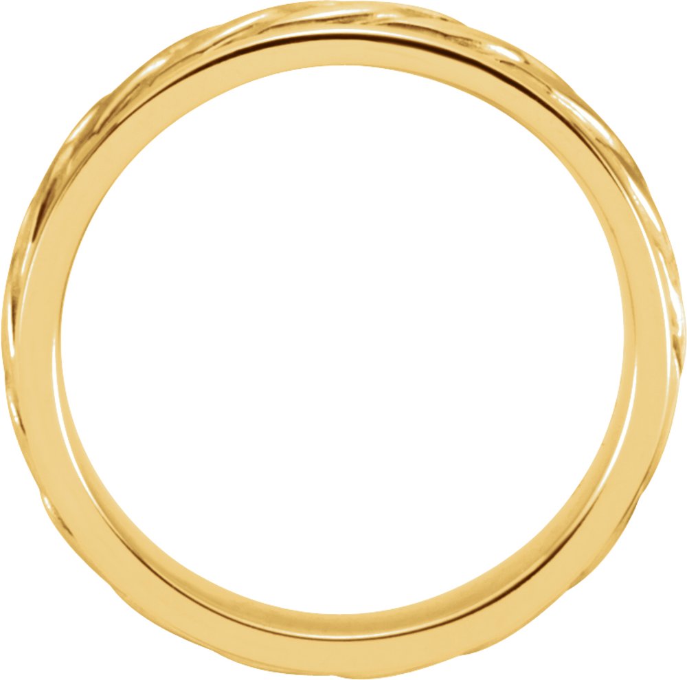 14K Yellow Gold 5 mm Hand-Woven Comfort-Fit Flat Band Size 7