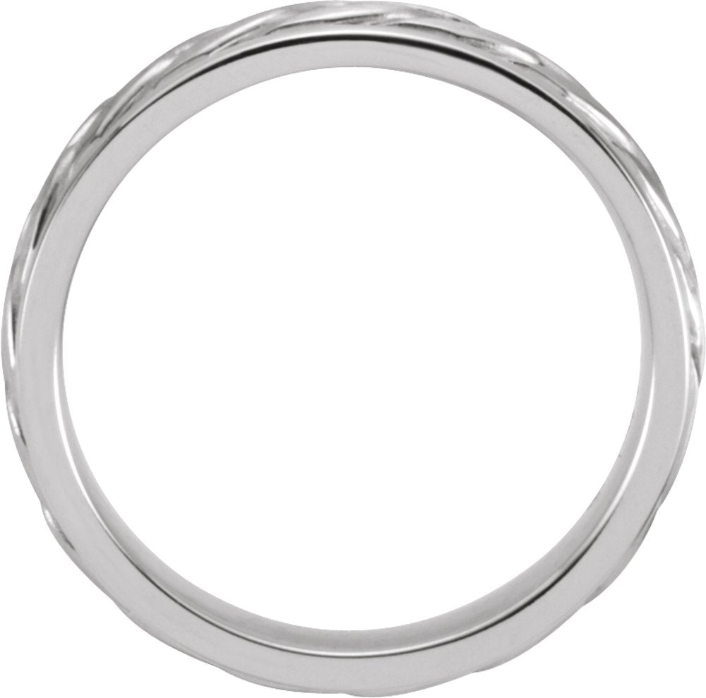 14K White Gold 5 mm Hand-Woven Comfort-Fit Flat Band Size 8