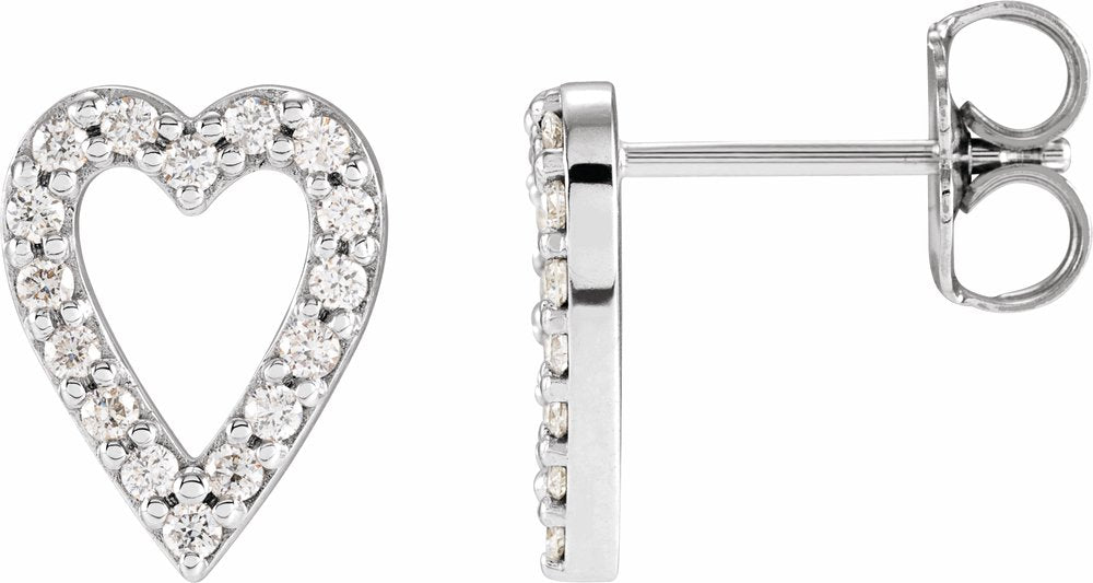 Sterling Silver 1/4 CTW Natural Diamond Heart Earrings