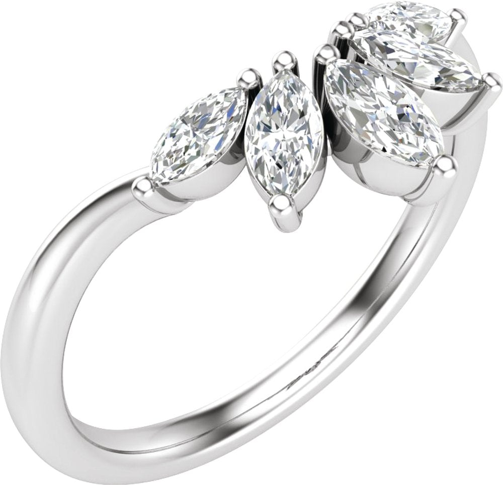 14K White Gold 3/8 CTW Natural Diamond Contour Band