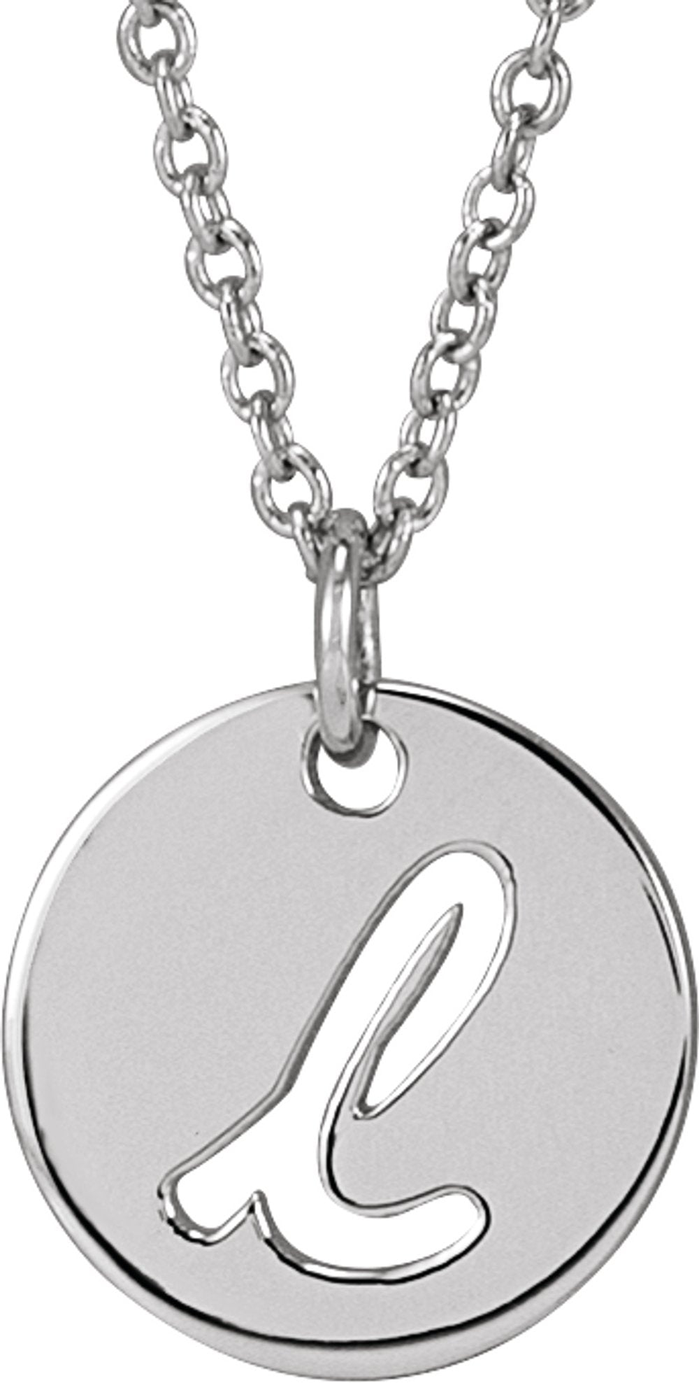 Sterling Silver Script Initial L 16-18" Necklace