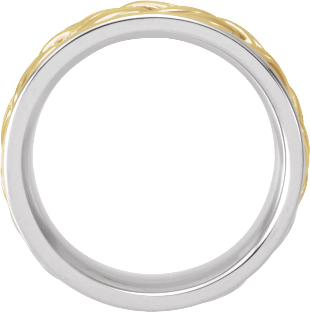 14K White/Yellow Gold 8 mm Hand-Woven Comfort-Fit Flat Band Size 11