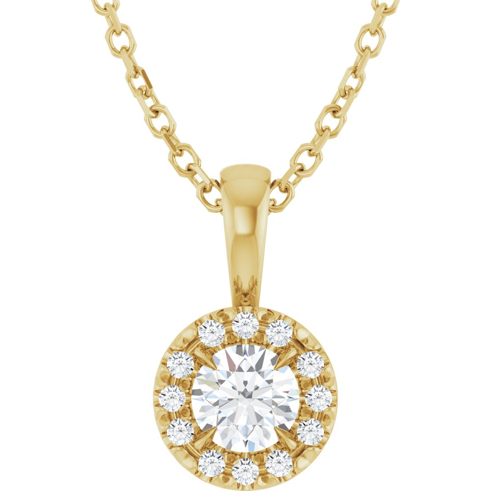 14K Yellow Gold 4 mm Natural Diamond & .05 CTW Natural Diamond 16-18" Necklace