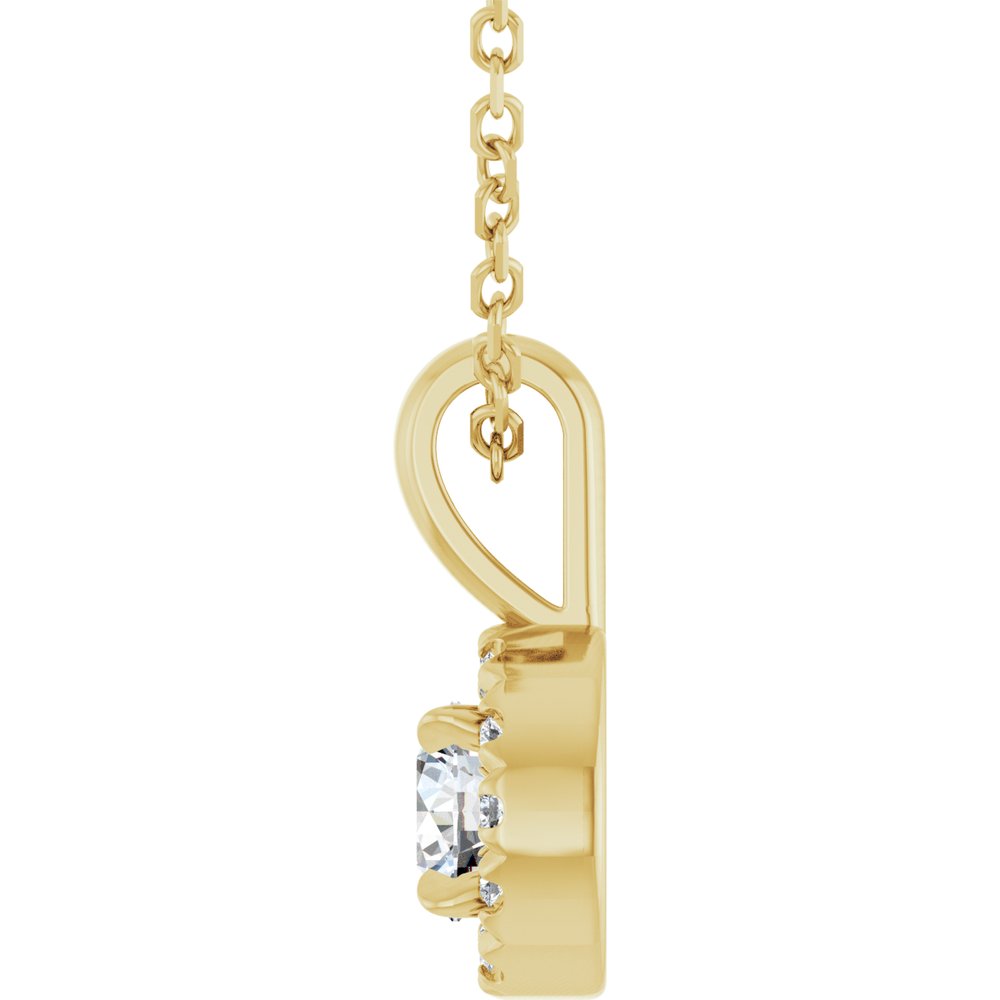 14K Yellow Gold 4 mm Natural Diamond & .05 CTW Natural Diamond 16-18" Necklace