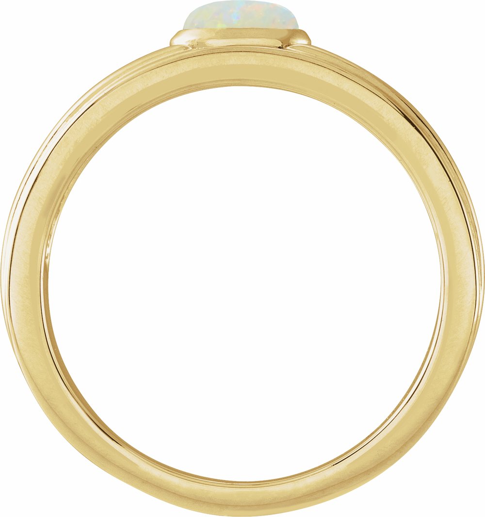 14K Yellow Gold 5x3 mm Oval Natural White Opal Cabochon Ring