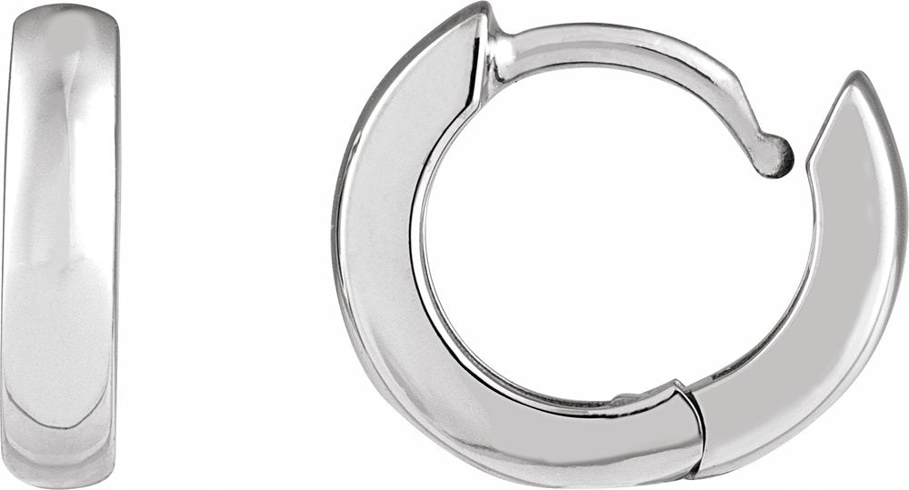 14K White Gold Hinged 12 mm Hoop Earrings