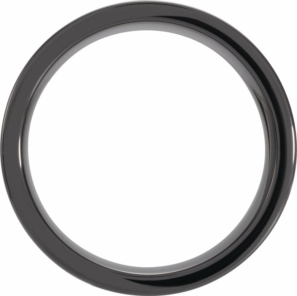 Black Ceramic Antler Wood Inlay 6 mm Comfort-Fit Flat Band Size 8