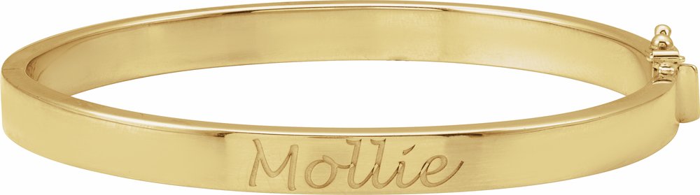 14K Yellow Engravable 6 mm Tube Hinged Bangle 7" Bracelet