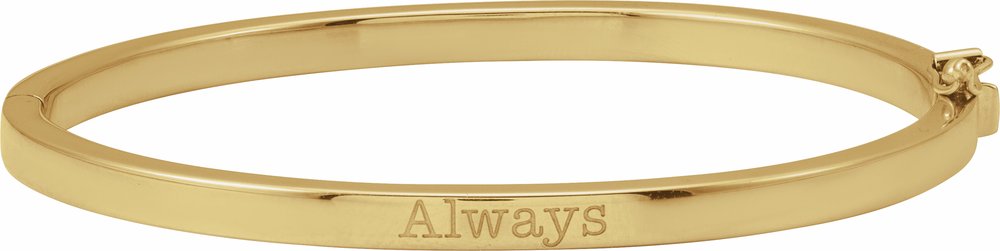 14K Yellow Engravable 4 mm Tube Hinged Bangle 7" Bracelet