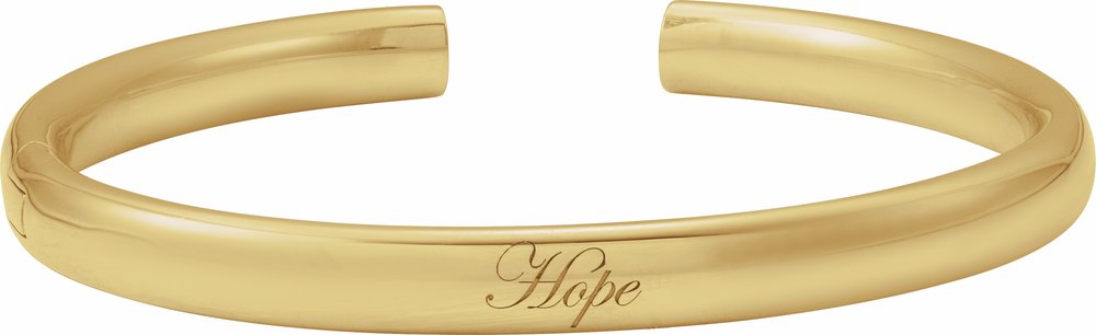 14K Yellow 6 mm Hinged Cuff 7" Bracelet