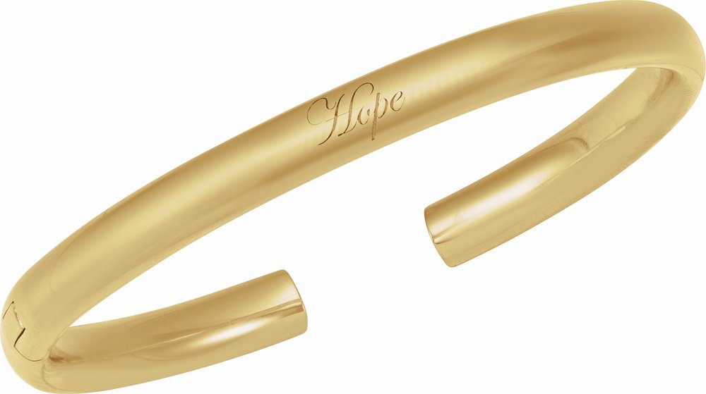 14K Yellow 6 mm Hinged Cuff 7" Bracelet