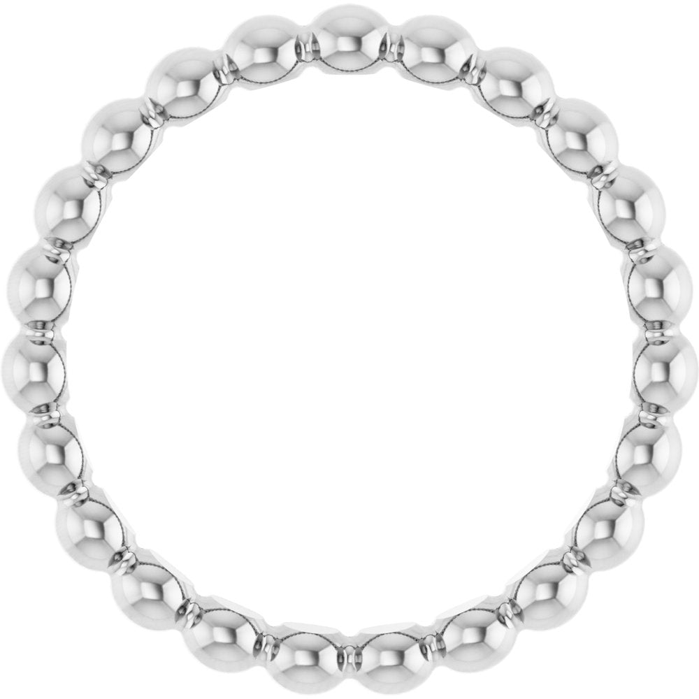14K White Beaded Stackable Ring