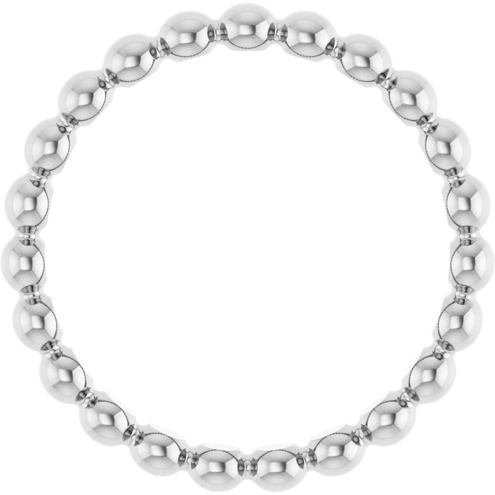 14K White Gold Beaded Stackable Ring