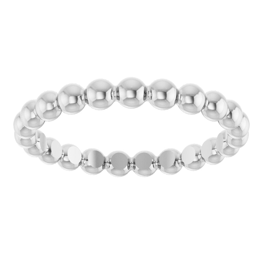 14K White Gold Beaded Stackable Ring