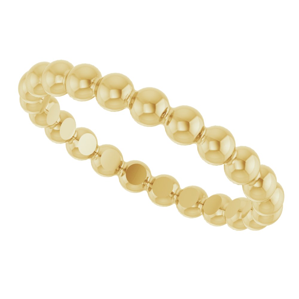 18K Yellow Gold Beaded Stackable Ring