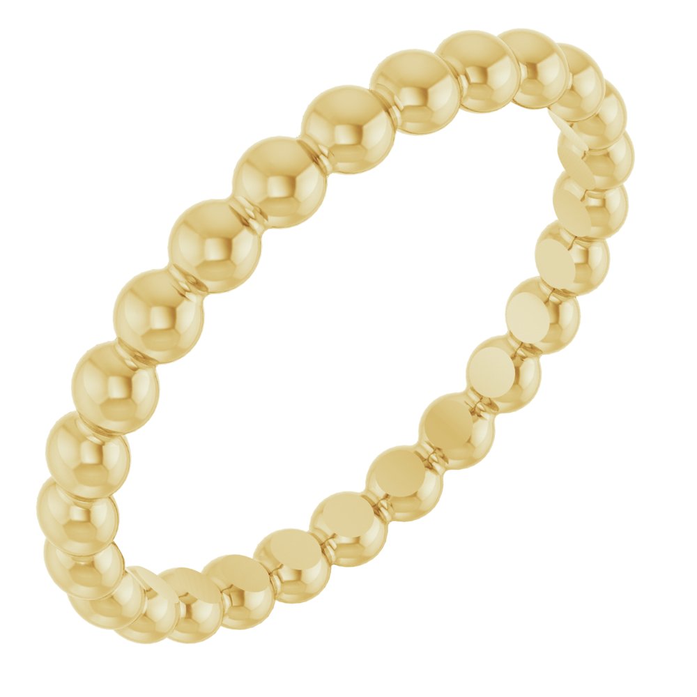 18K Yellow Gold Beaded Stackable Ring