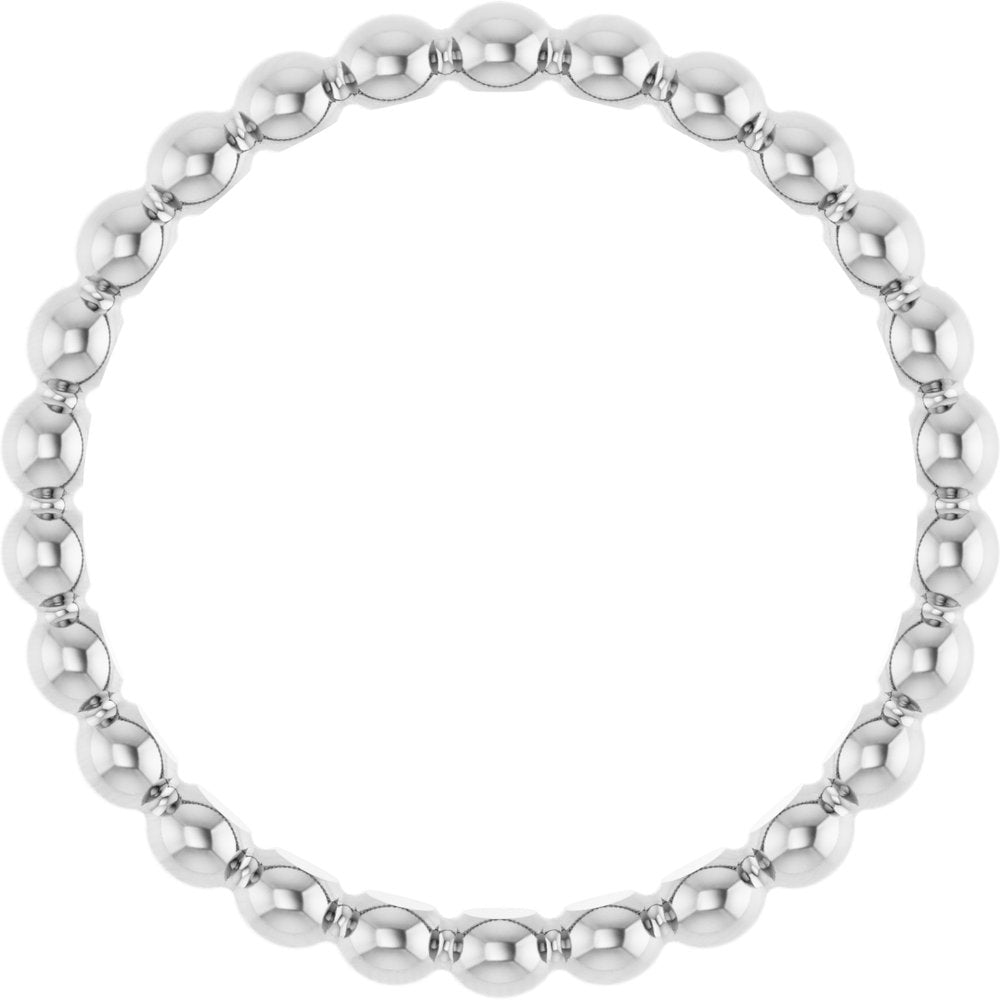14K White Gold Beaded Stackable Ring