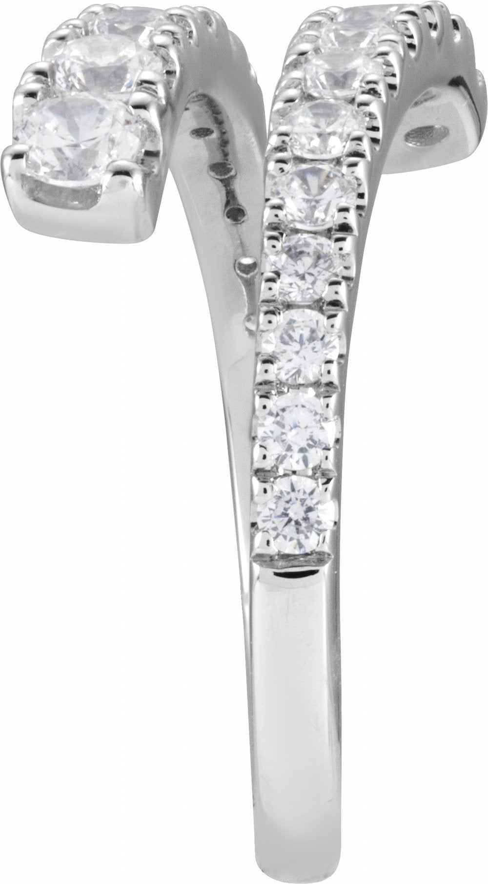 14K White Gold 9/10 CTW Lab-Grown Diamond Bypass Ring